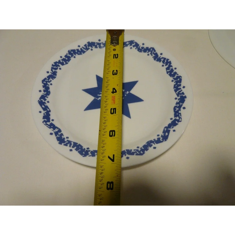 Set of 4 Corelle Corning Salad Plates Blue Star Pattern Retired USA‎ 7.25